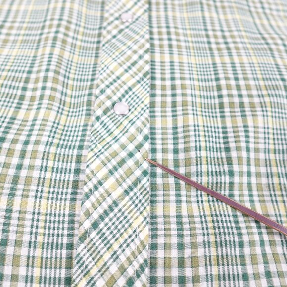 Vintage BAR-M RANCHER Western Pearl Snap Plaid Shirt Men's XL Collared Sawtooth - Picture 11 of 11